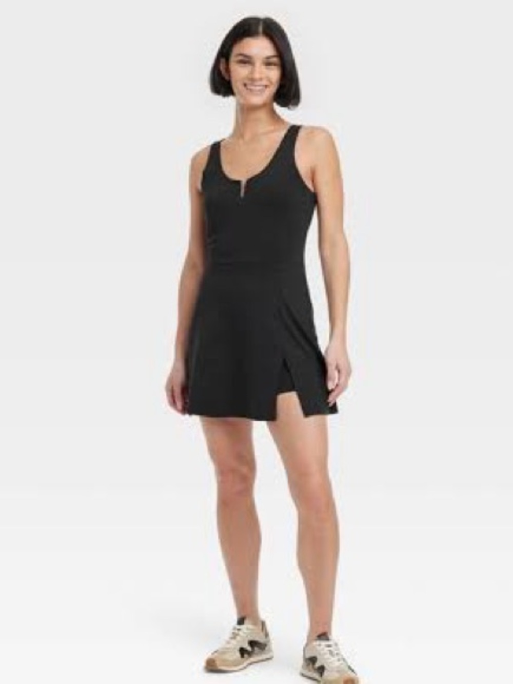 All in Motion Black Sleeveless Skort Romper - Athleisure